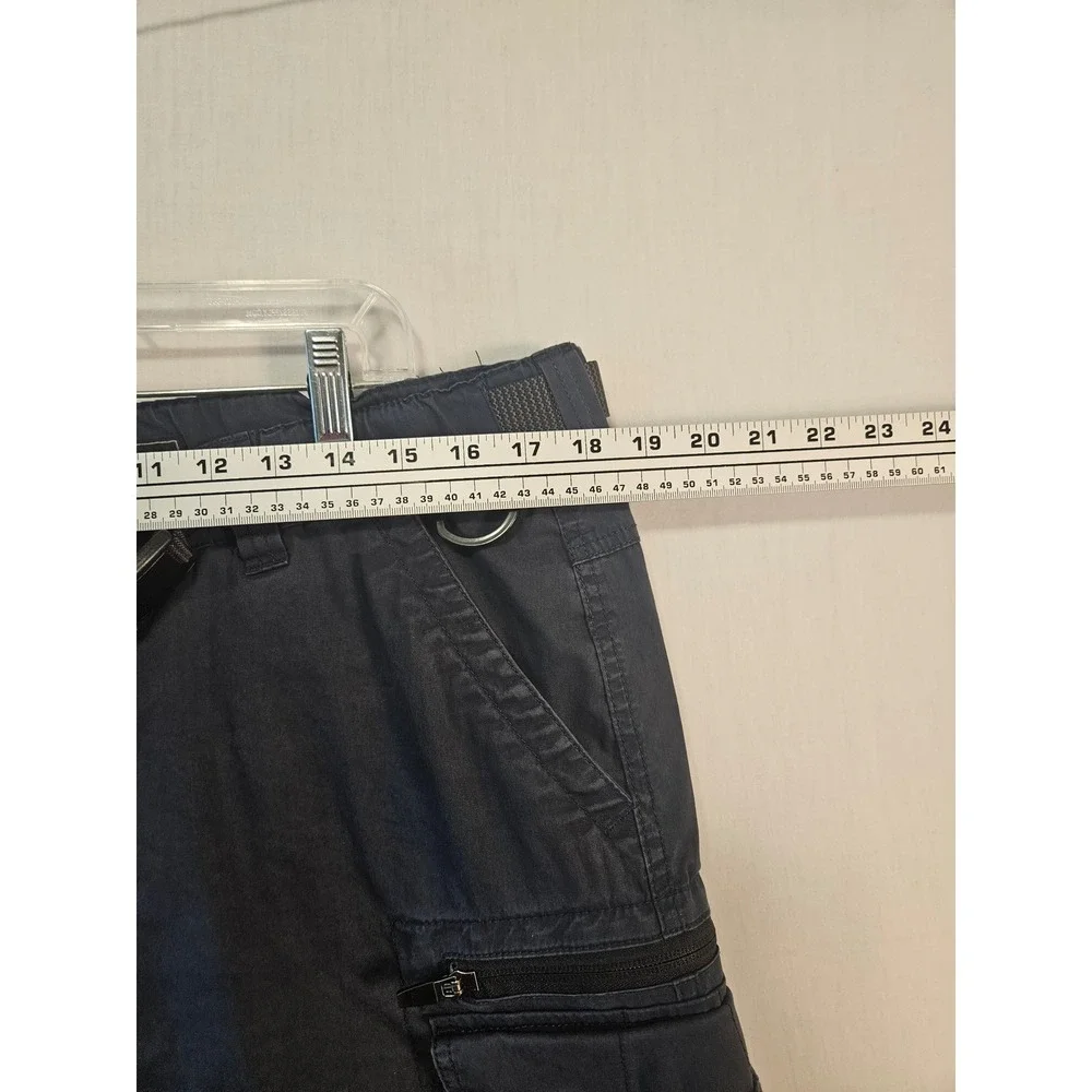 BC Clothing Mens Convertible Cargo Pants Navy Blue Zip Off Hiking Trousers L  32